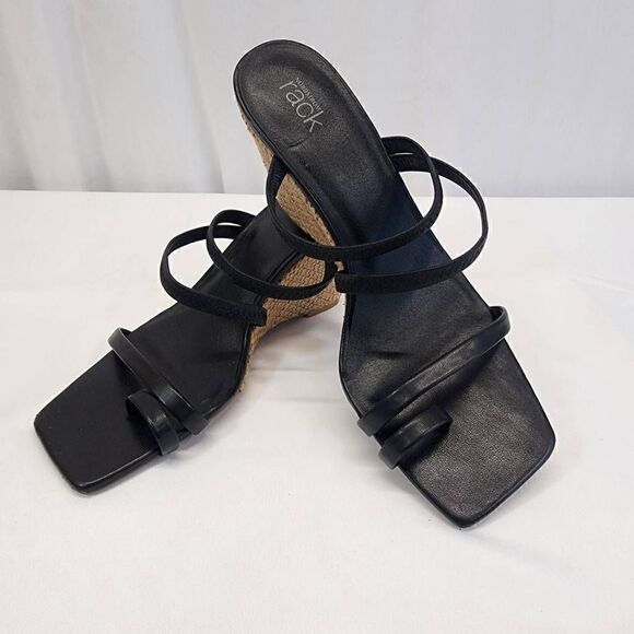 Nordstrom Rack Open Toe Espadrille Wedge Square toe Heel Sandals Size 10 - Picture 3 of 8